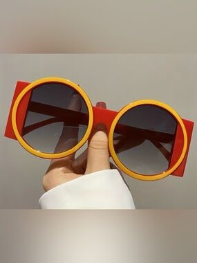 Bold Red and Yellow Round Sunglasses NWT